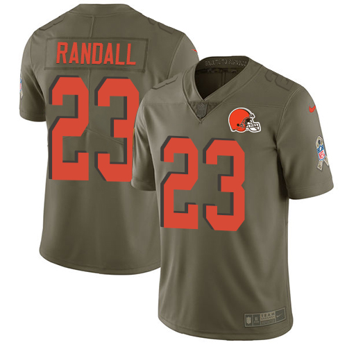 Nike Browns #23 Damarious Randall Olive Men's Stitched NFL Limited Salute To Service Jersey - Click Image to Close